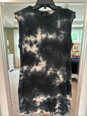 Sanctuary Black & White Tie-Dye Muscle Tee Dress